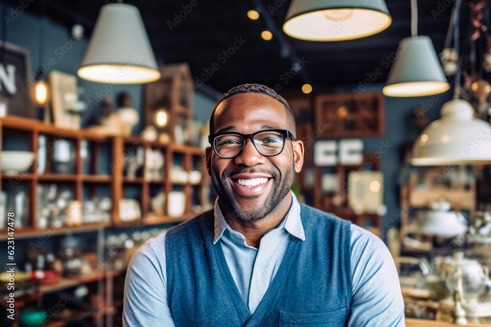 Smiling business owner in a boutique homeware store. Smiling business owner in a boutique homeware store.