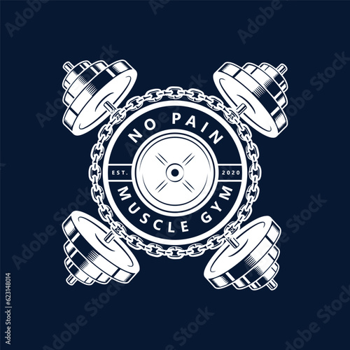 Vector Black and White barbell Plate, logo design