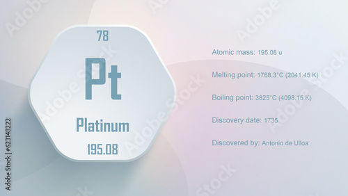 Modern periodic table element Platinum 3D Vector Illustration