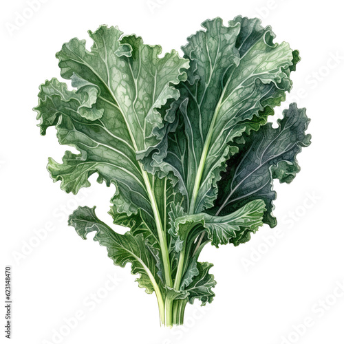 Watercolor kale. Vegetable clipart illustration. Generative AI