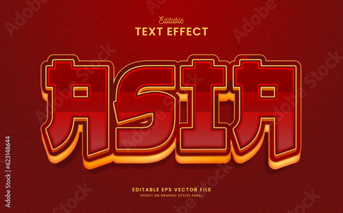 decorative editable red asia text effect vector design