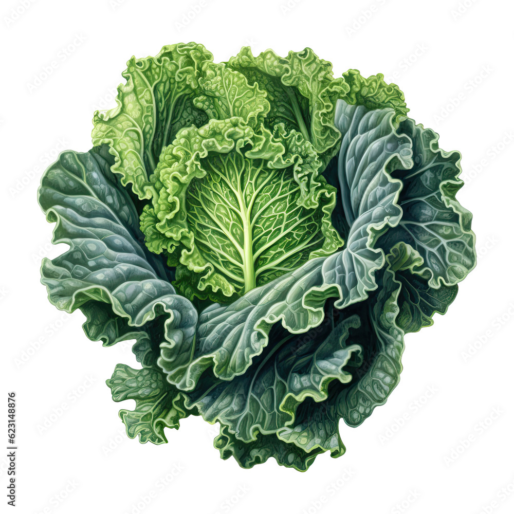 Watercolor kale. Vegetable clipart illustration. Generative AI