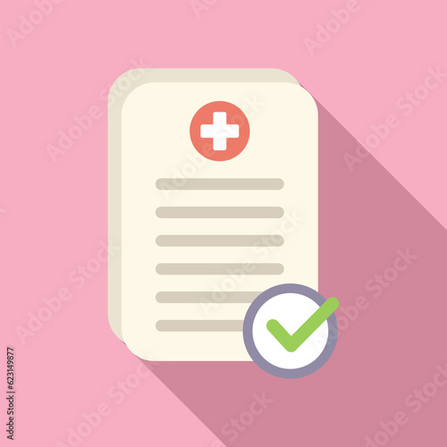 Approved test icon flat vector. Sample virus. Data plasma