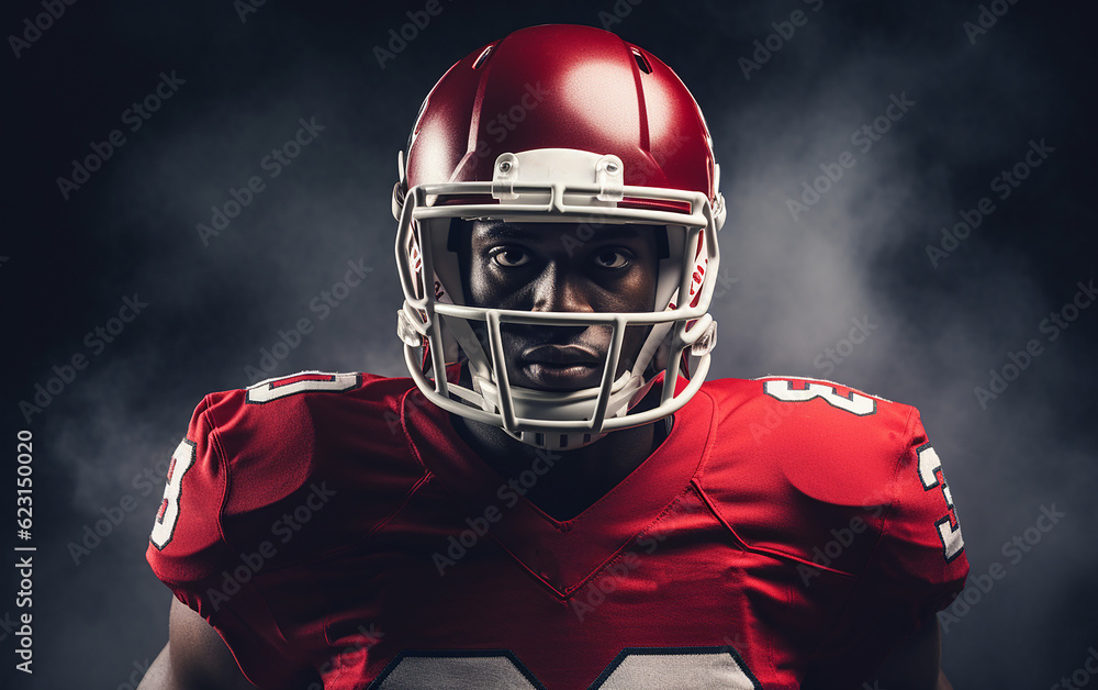 One american football sportsman player isolated. Generative AI One american football sportsman player isolated. Generative AI