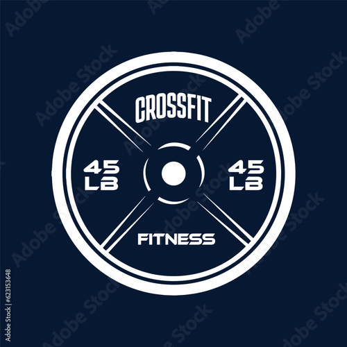 CrossFit Black and White barbell Plate, logo design
