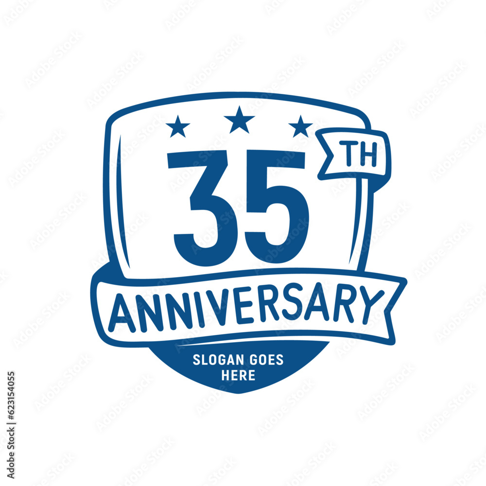 35 years anniversary celebration shield design template. 35th anniversary logo. Vector and illustration.
