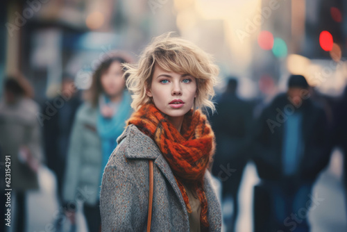 Wallpaper Mural A young fashion model walking down a busy city street, surrounded by fascinated onlookers, representing the influence and impact of fashion. Generative AI Torontodigital.ca