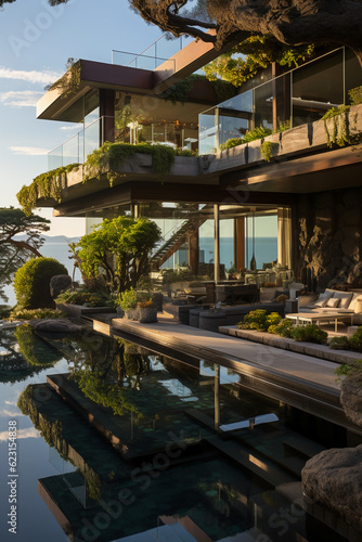 Unique design villa with breathtaking sea views, this contemporary villa captures. AI generative © SANGHYUN