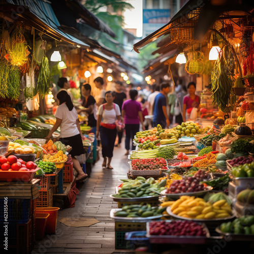 Busy Asian Market  Ultra-High Resolution