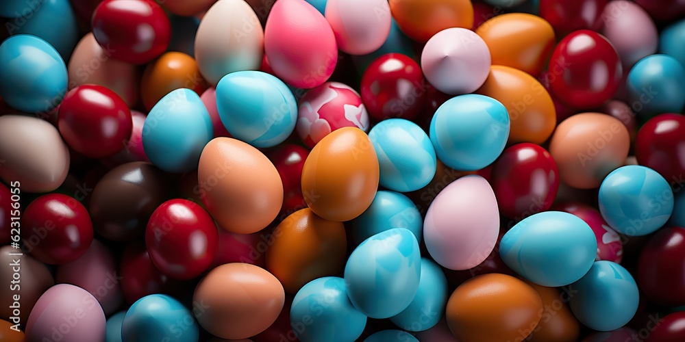 AI Generated. AI Generative. Bright color vibrant eggs background pattern eggs. Holiday easter classic traditional symbol. Graphic Art AI Generated. AI Generative. Bright color vibrant eggs background pattern eggs. Holiday easter classic traditional symbol. Graphic Art