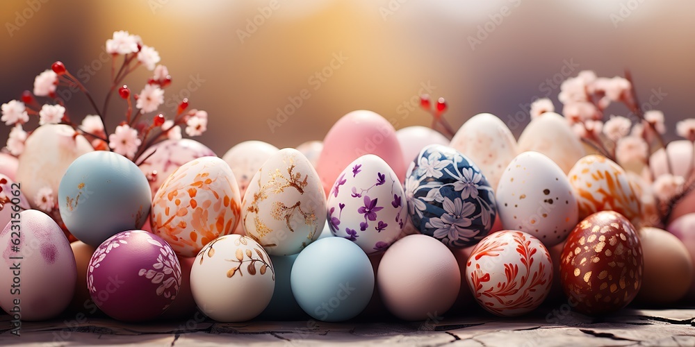 AI Generated. AI Generative. Bright color vibrant eggs background pattern eggs. Holiday easter classic traditional symbol. Graphic Art AI Generated. AI Generative. Bright color vibrant eggs background pattern eggs. Holiday easter classic traditional symbol. Graphic Art