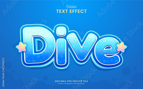 decorative editable dive blue water text effect vector design