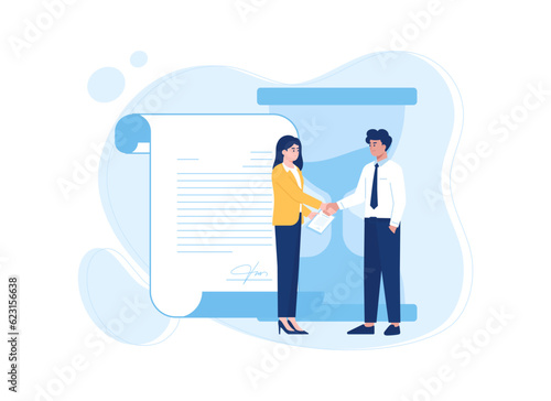 Long term work contract trending concept flat illustration