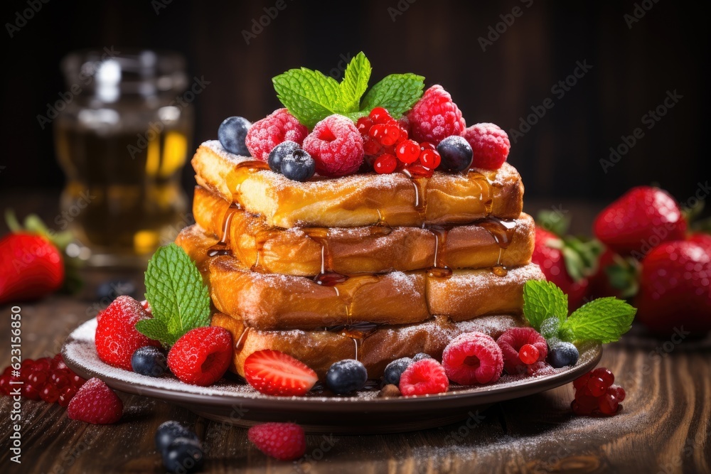 French toast with cream and berries French toast with cream and berries