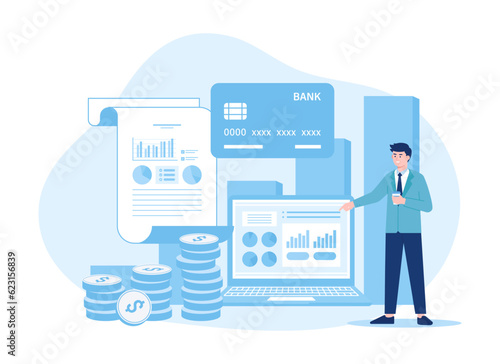 Bank credit card icon set trending concept flat illustration