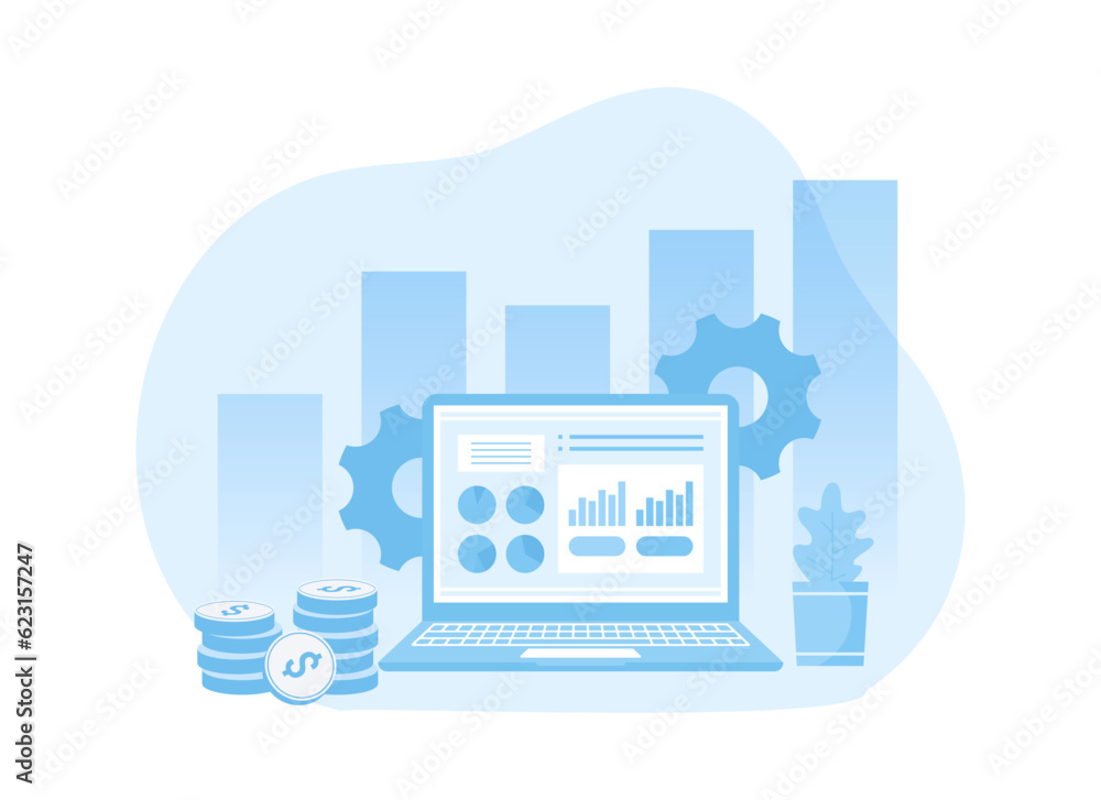 Analyst data set icon concept flat illustration Analyst data set icon concept flat illustration