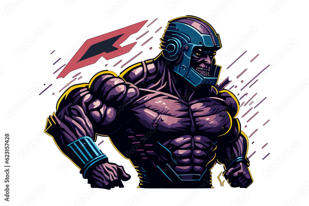 vector t-shirt art of a muscle man
