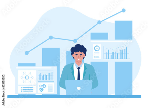 Growth data set icon concept flat illustration