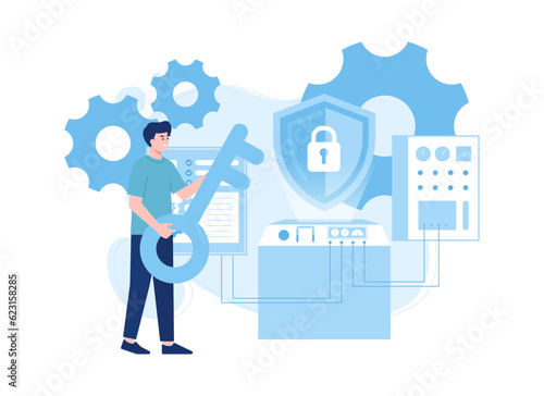 Safe security concept flat illustration