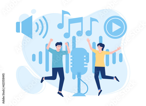 Icon set music concept flat illustration