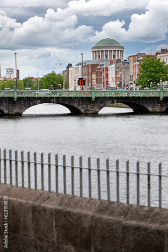Photography City of Dublin Ireland. Bridge. River Liffey. Dome.