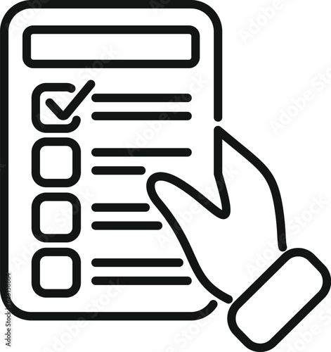 Hand take test result icon outline vector. Rapid sample. Digital clinic