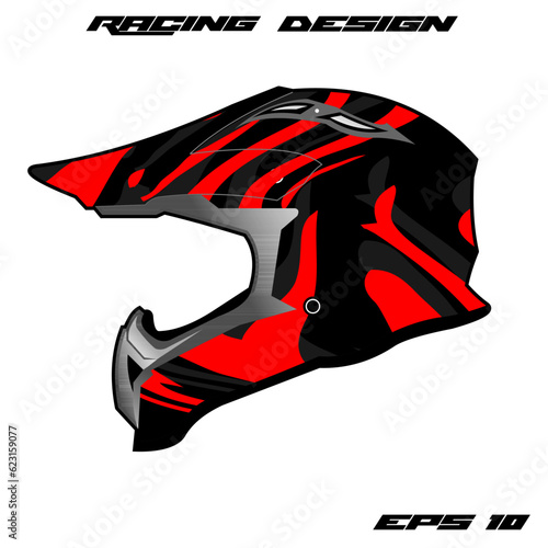red racing helmet wrap sticker design and tril helmet