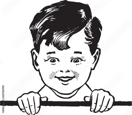 Vintage Smiling Boy Illustration