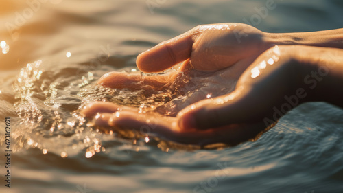 submerging hand in water and refreshing. hydration photo