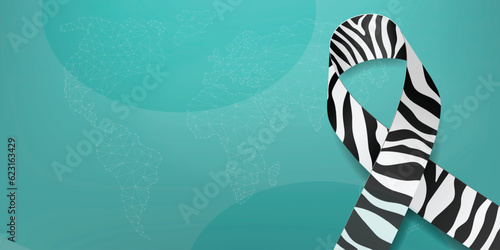 Carcinoid cancer awareness month concept. Banner template with zebra ribbon awareness and text. Vector illustration