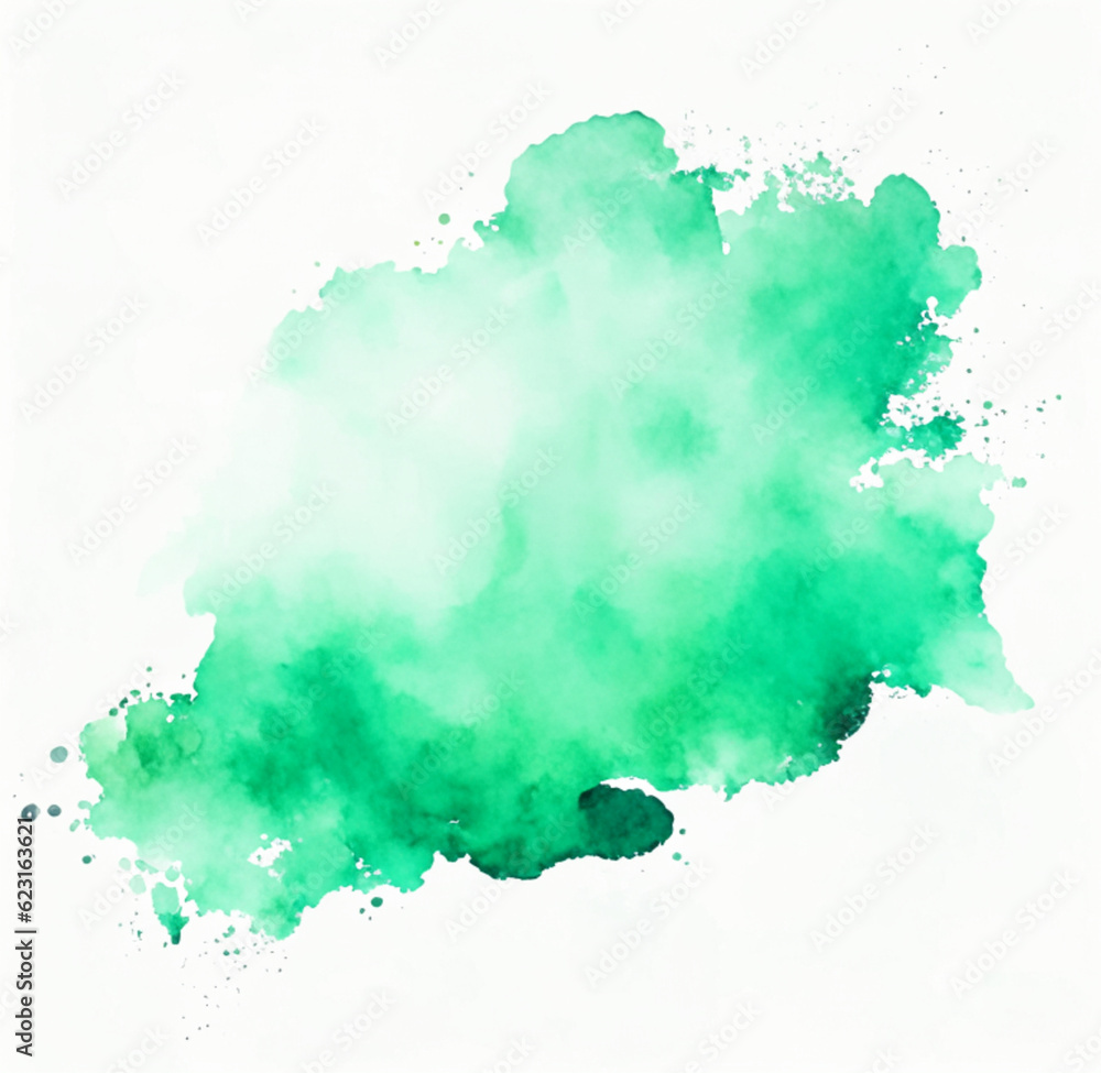 abstract green watercolor background isolated on white
