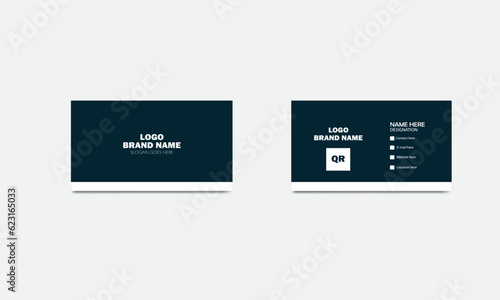 Blue & White Business Card Template. Creative Business Card Vector 