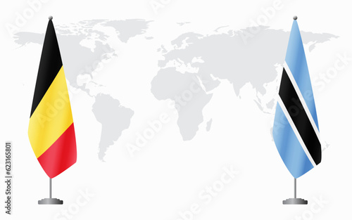Belgium and Botswana flags for official meeting