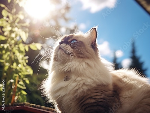 Birman Cat basking in the sun  (Generative AI)