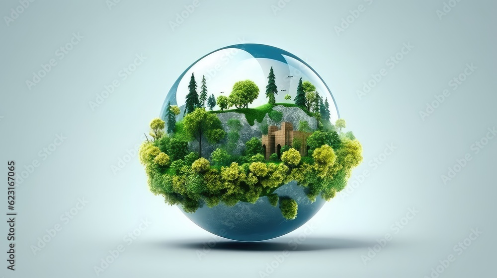 Nature conservation photo realistic illustration - Generative AI. Nature conservation photo realistic illustration - Generative AI.