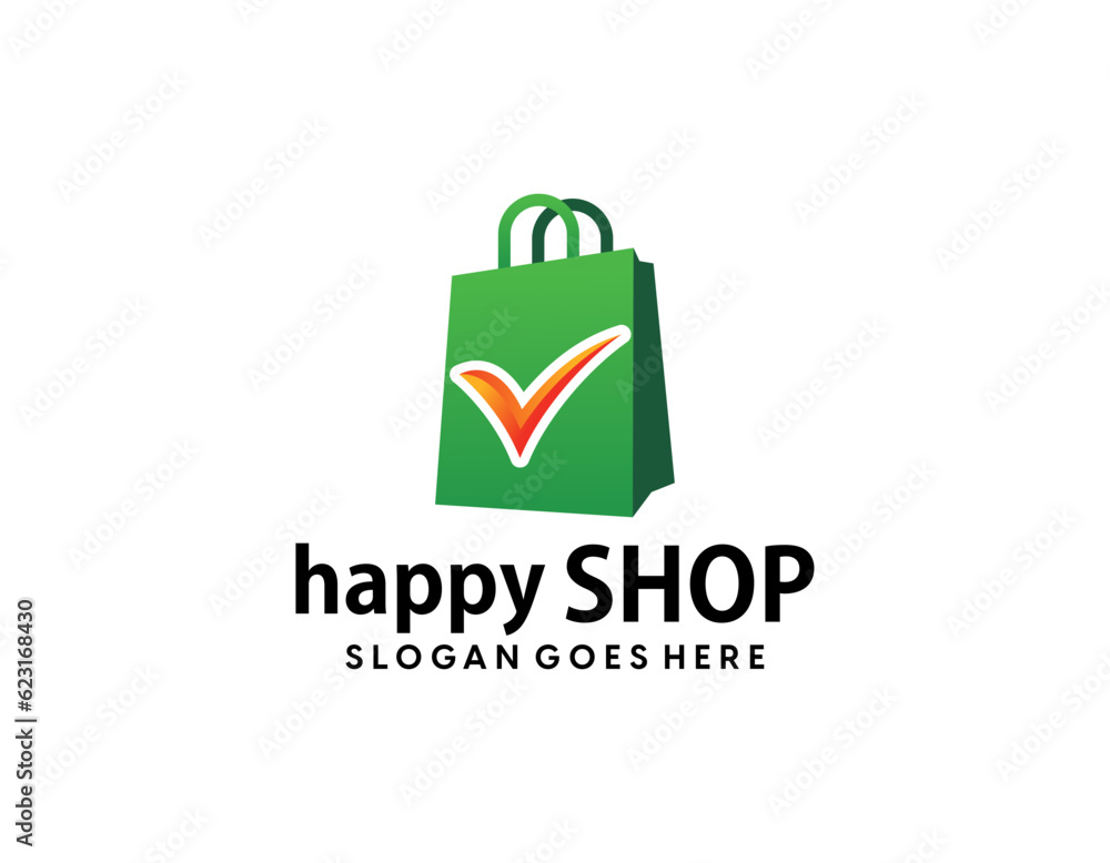 Online Shop Logo. Happy Shop Logo design vector Online Shop Logo. Happy Shop Logo design vector