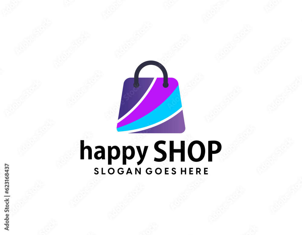 Online Shop Logo. Happy Shop Logo design vector Online Shop Logo. Happy Shop Logo design vector