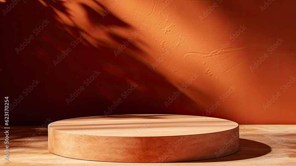 Brown background for product display with shadows and natural sun light illustration. Brown background for product display with shadows and natural sun light illustration.