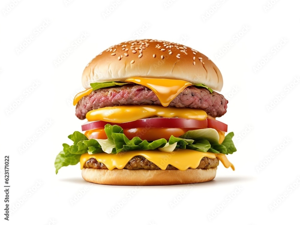 Juicy hamburger on white background Juicy hamburger on white background