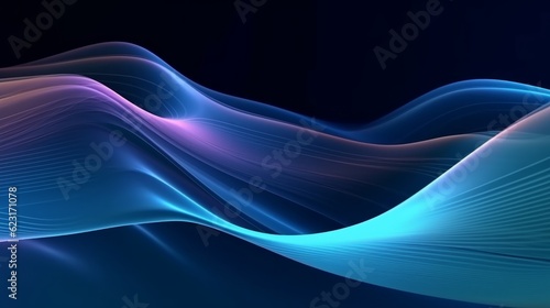 abstract curve line digital technology graphics background digital data information in audio curve line form dark background blue colour tone,generative ai