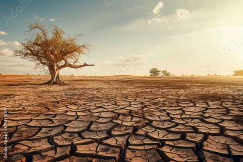 Climate Change and Global Warming Concept: Desiccated and Barren Landscape