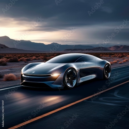 Futuristic Electric Supercar: Conceptual Image of High-Performance Electric Sports Car