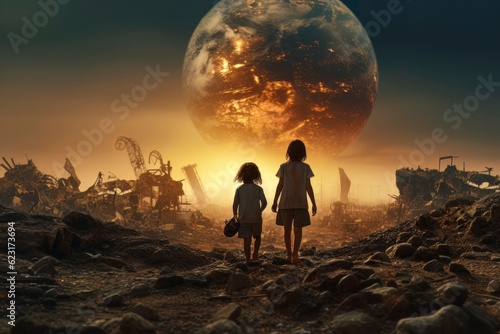 Children Amidst Ruins  An Emblem of Man s Global Destruction