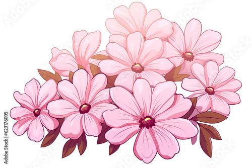 kawaii beautiful flowers sticker image  in the style of kawaii art  meme art  isolated white background PNG