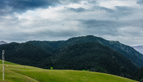 landscape with mountains and clouds