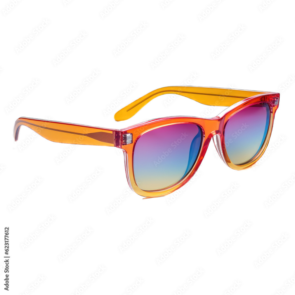 Colored frame sunglasses isolated on transparent background. Generative AI