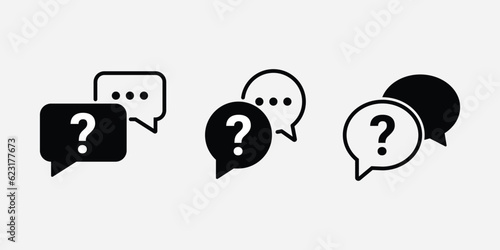 FAQ, Questions and Answers icon Flat Icon Solid style, Question bubbles line icon. Ask help sign. Faq question symbol. eps 10