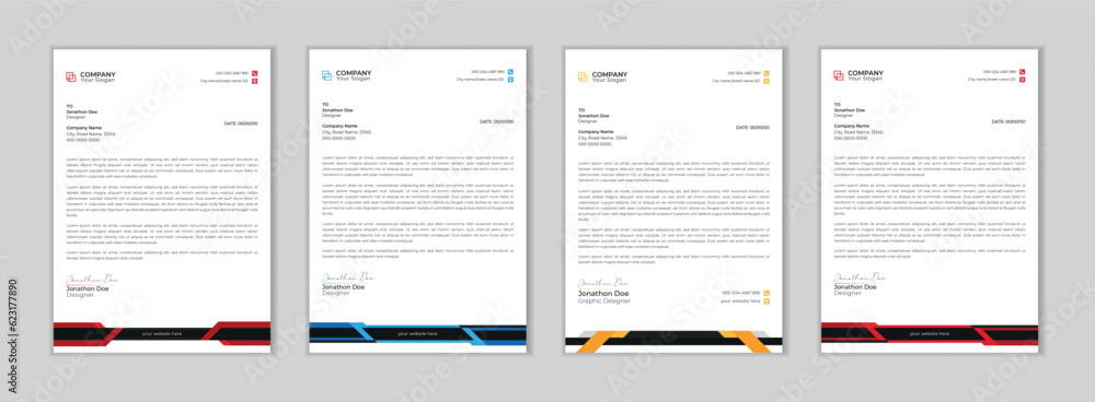 Clean and professional corporate company business letterhead template design with color variation bundle.
Abstract Corporate Business Style Letterhead Design Vector Template. Letterhead design.
