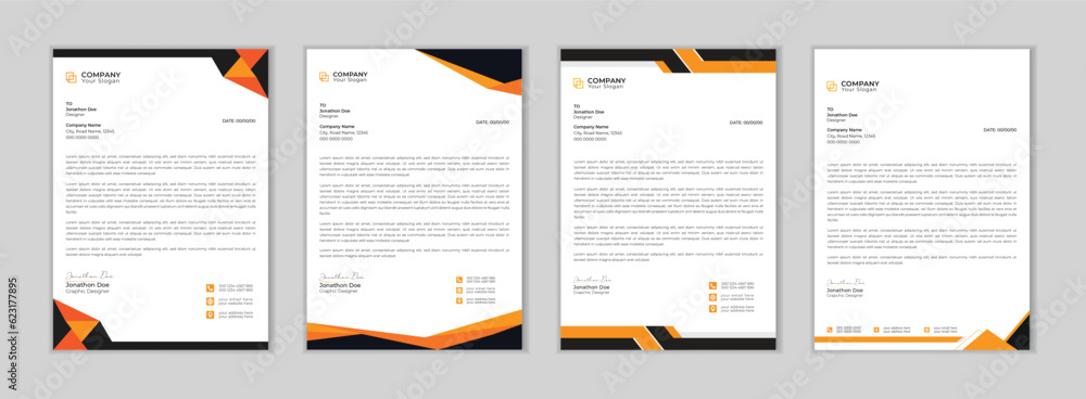 Clean and professional corporate company business letterhead template design with color variation bundle.
Abstract Corporate Business Style Letterhead Design Vector Template. Letterhead design.