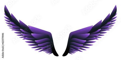 Purple angel wings isolated